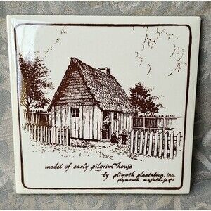 Mosaic Tile Of Early Pilgrim House Plimoth Plantation 6x6